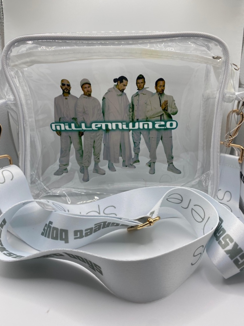 Backstreet Boys White Crossbody Waist Bag Sphere Concert💓 **LITTLE DEFECT**